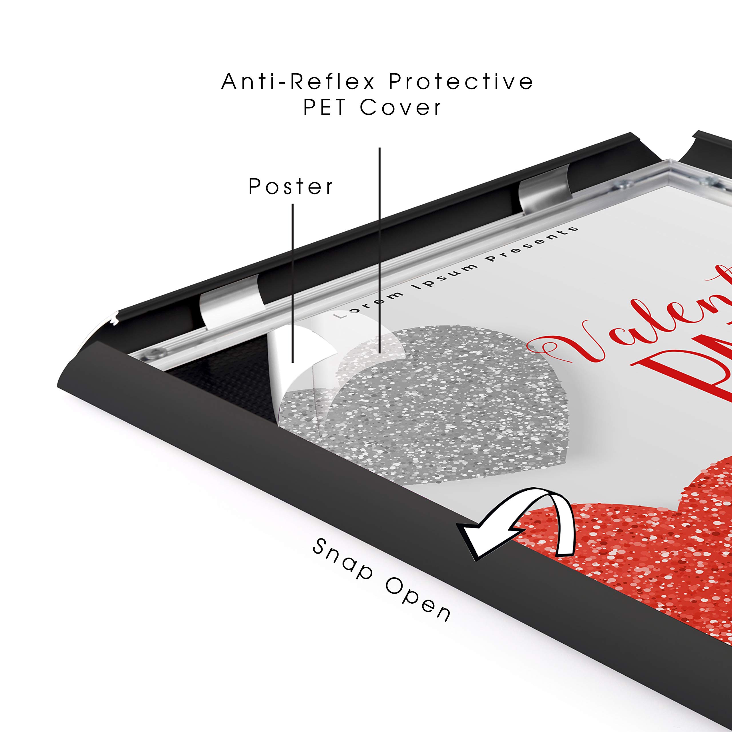 24x36 Inch Black Aluminum Snap Poster Frame - 1