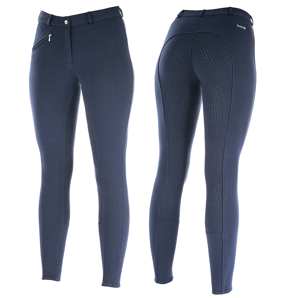 40 Horze Women's Active Silicone Grip Full Seat Breeches - Peacoat Dark Blue - Perfect for Equestrian Riding, Horseback Training & Outdoor Activities