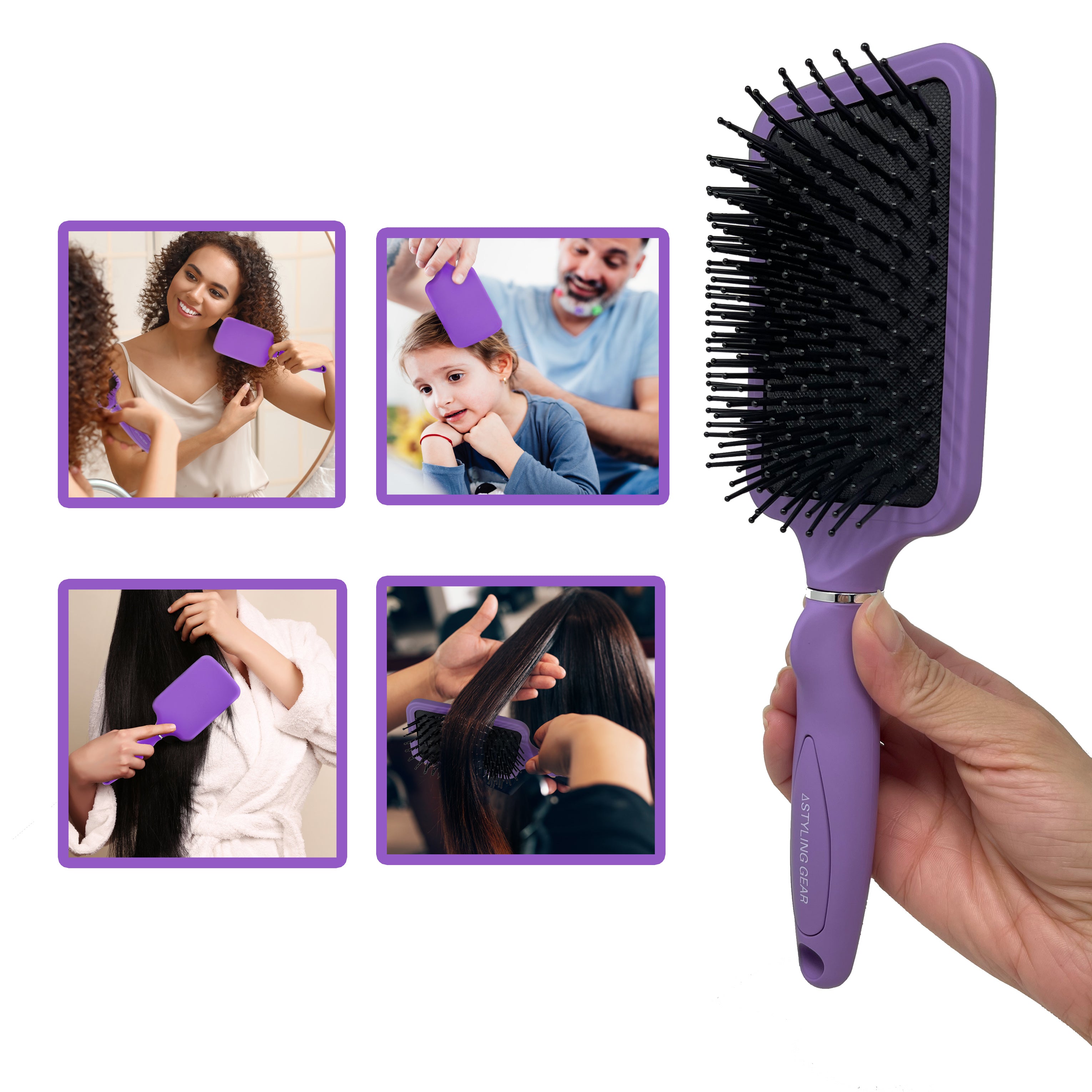 **Styling Gear 104 Hair Brush - Cushion Paddle Brush with 13 Rows for Thick Hair - Detangling & Smoothing Hairbrush for Women - Perfect for Daily Styling & Salon Use**