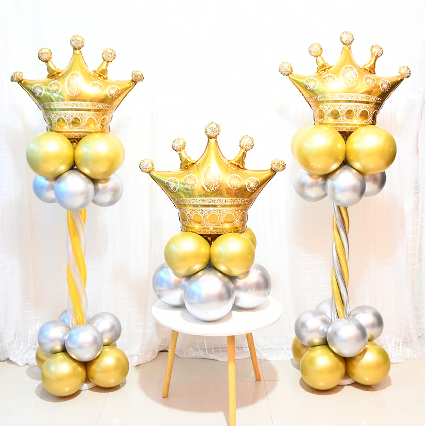 6Pcs Gold Crown Foil Balloons for Birthday Party, Wedding & Bridal Shower Decorations - Elegant Party Supplies for Royal Theme Celebrations