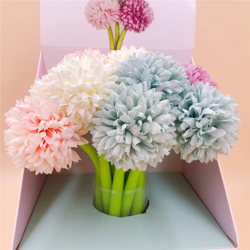 6Pcs Creative Soft Pompon Rose Gel Pens - Smooth Writing Neutral Pens for School, Office & Journaling - Cute Stationery Gift for Kids & Adults (2133) - Perfect for Note Taking, Scrapbooking & DIY Crafts