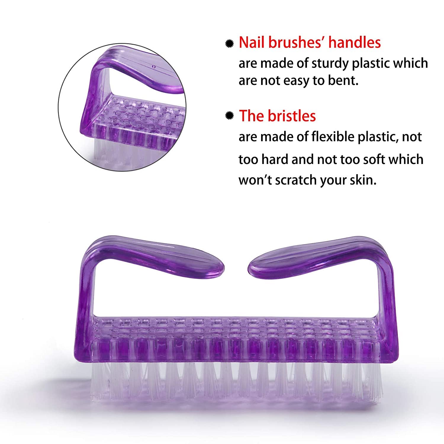 MEPOINT 4-Piece Nail Brush Set - Durable Handle Grip Fingernail & Toe Cleaner, Pedicure Scrub Brush for Deep Cleaning - Multicolor (Pack of 4) - Perfect for Home Spa, Salon & Travel Manicure/Pedicure Care