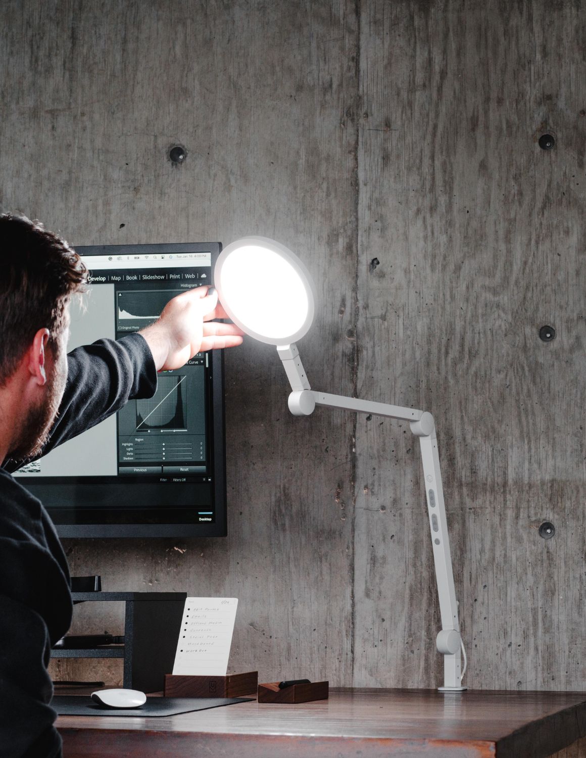Lume Cube Edge Light 2.0 White LED Desk Lamp - Adjustable Brightness USB-Powered Lighting for Home Office, Photography, Video Conferencing & Study