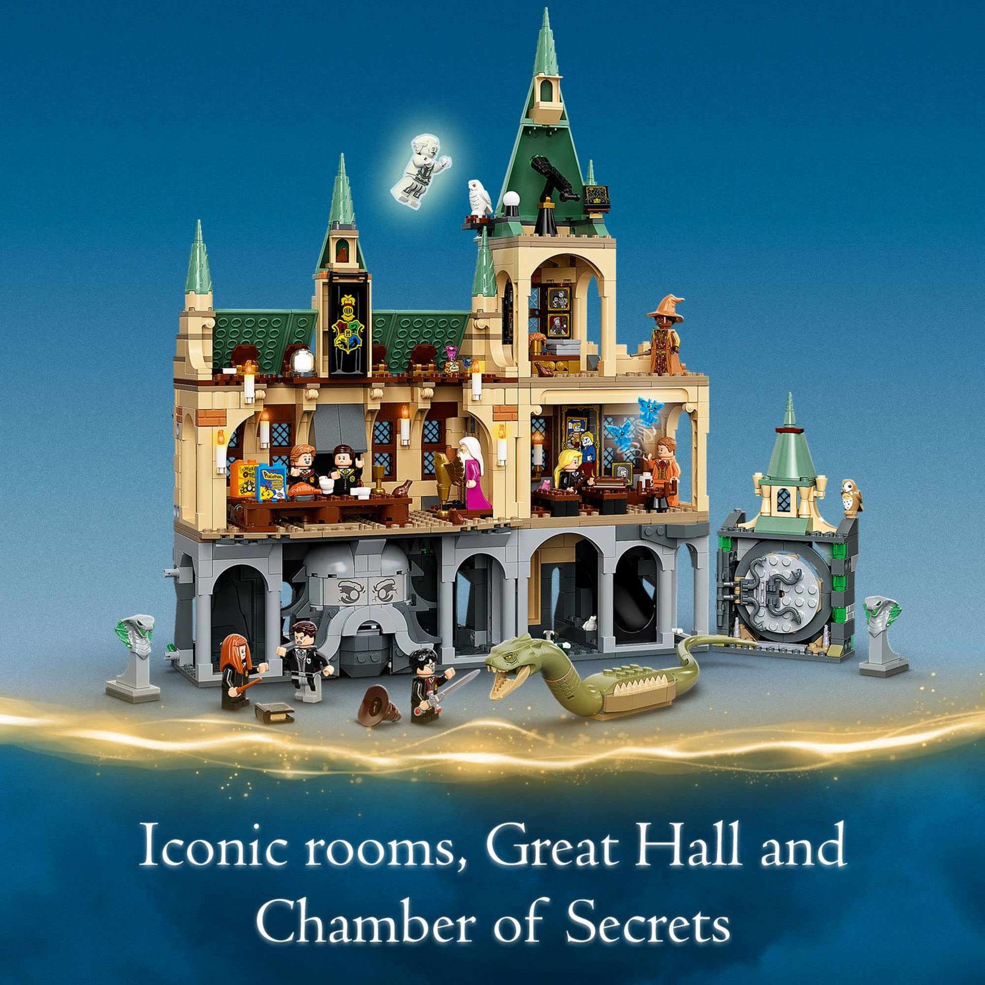 LEGO Harry Potter Hogwarts Chamber of Secrets 76389 Building Kit - 20th Anniversary Castle Set with The Great Hall, Collectible Golden Voldemort Minifigure & Glow-in-The-Dark Nearly Headless Nick | Perfect Gift for Potter Fans, Creative Play & Display