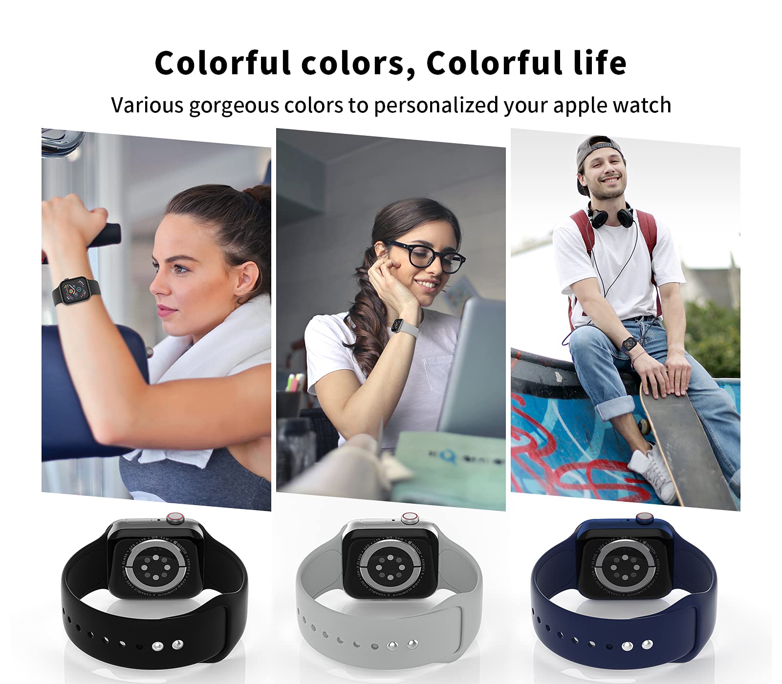 3 Pack Soft & Breathable Silicone Sport Bands Compatible with Apple Watch 38mm 40mm 41mm 42mm 44mm 45mm - Replacement Strap for iWatch Series SE/1/2/3/4/5/6/7/8 - Unisex Design with Secure Metal Buckles - Perfect for Workouts, Running & Everyday Wear