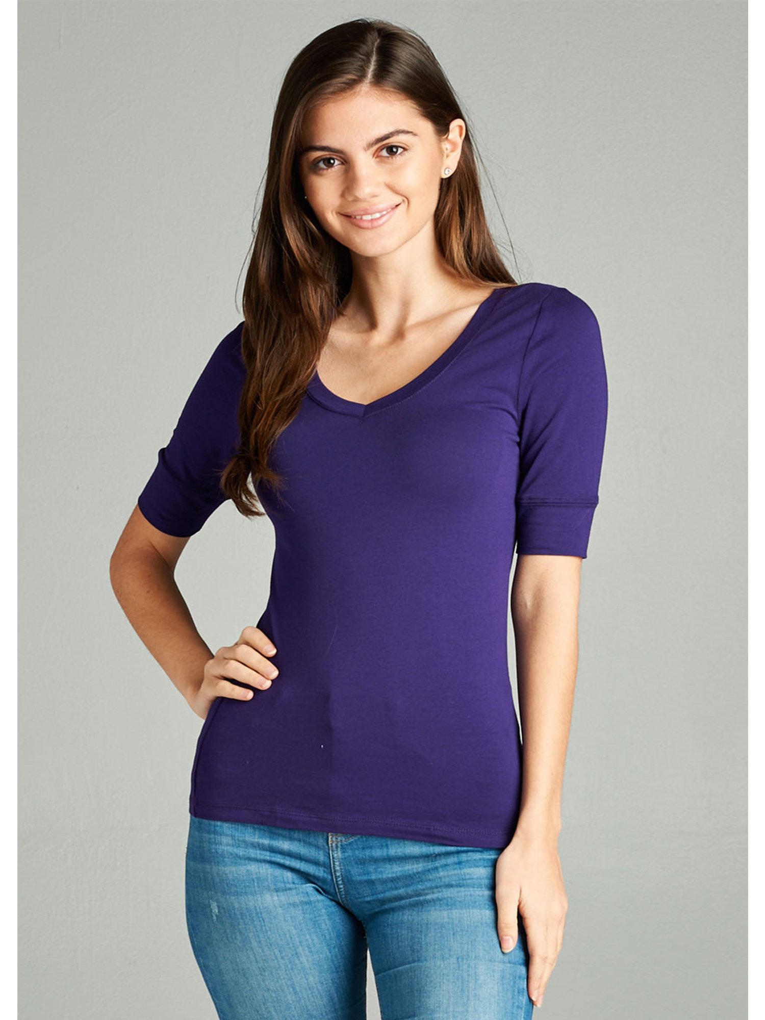 Emmalise Women's Slim Fit V-Neck Athletic T-Shirt - Breathable Workout Top for Yoga, Running & Gym | Half Sleeve Casual Tee for Women