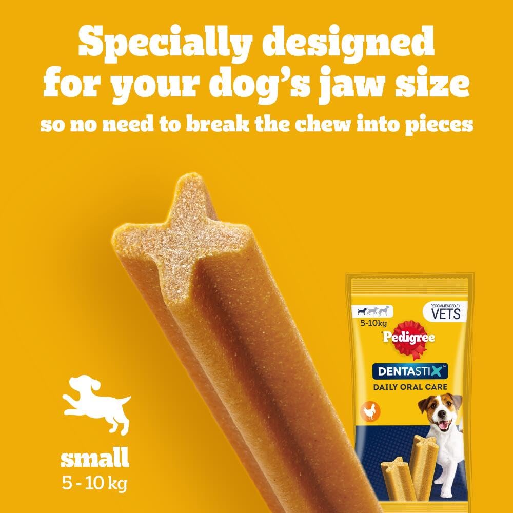 Pedigree DentaStix Dental Treats for Small Dogs 5-10kg | Daily Oral Care Chews | 112-Count Mega Pack (16 x 7 Sticks) | Promotes Fresh Breath & Healthy Teeth - Perfect for Training Rewards and Between-Meal Snacks