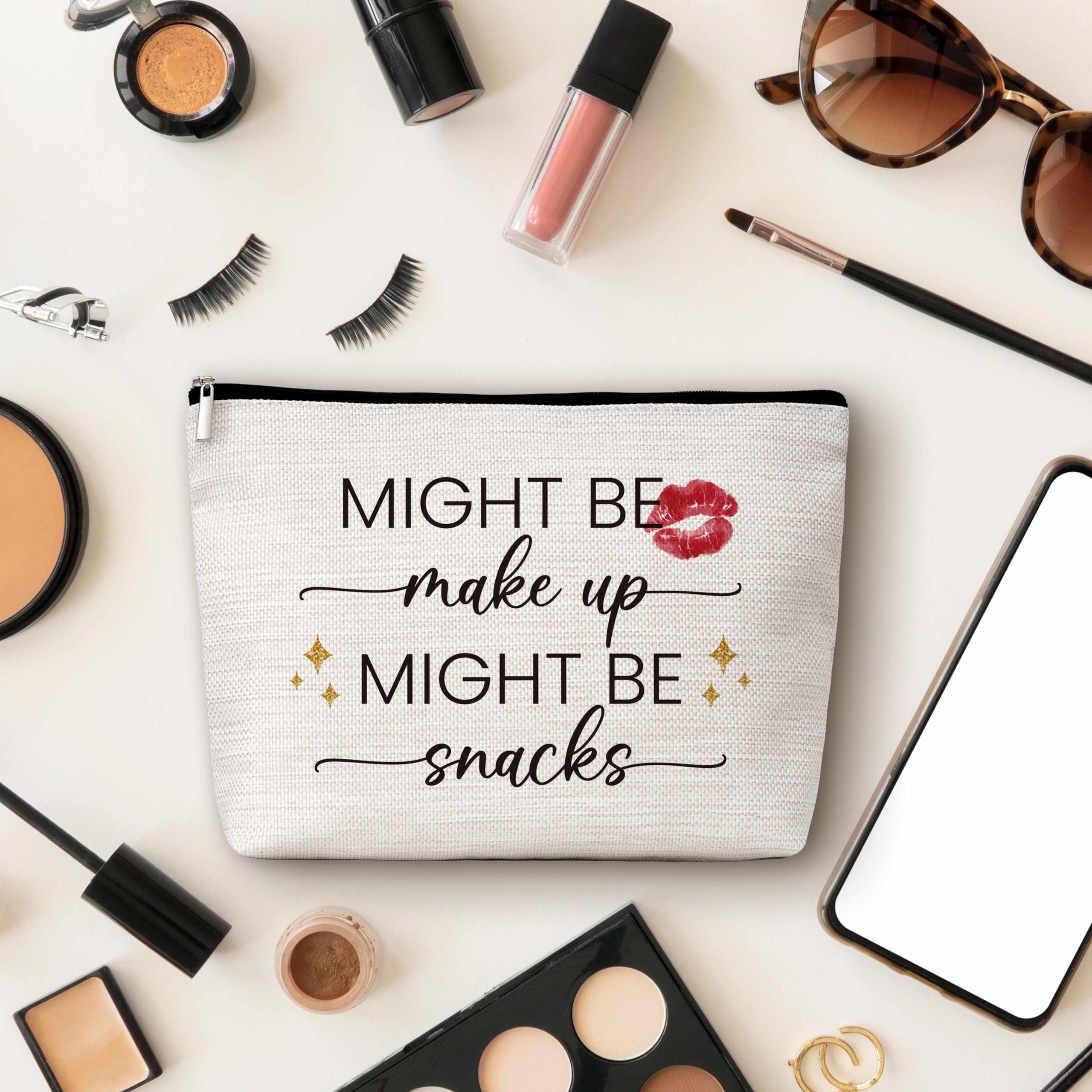 Funny Snacks Makeup Bag - Cute Cosmetic Pouch for Travel & Gifts (Might Be Makeup or Snacks) - Perfect for Women & Girls Birthday Presents, Snack Lovers - Ideal for Travel, Gym & Daily Use