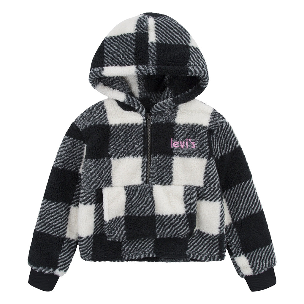Levi's Kids Sherpa Half Zip Hoodie - Warm Fleece-Lined Pullover for Boys & Girls - Perfect for Winter, School & Outdoor Activities
