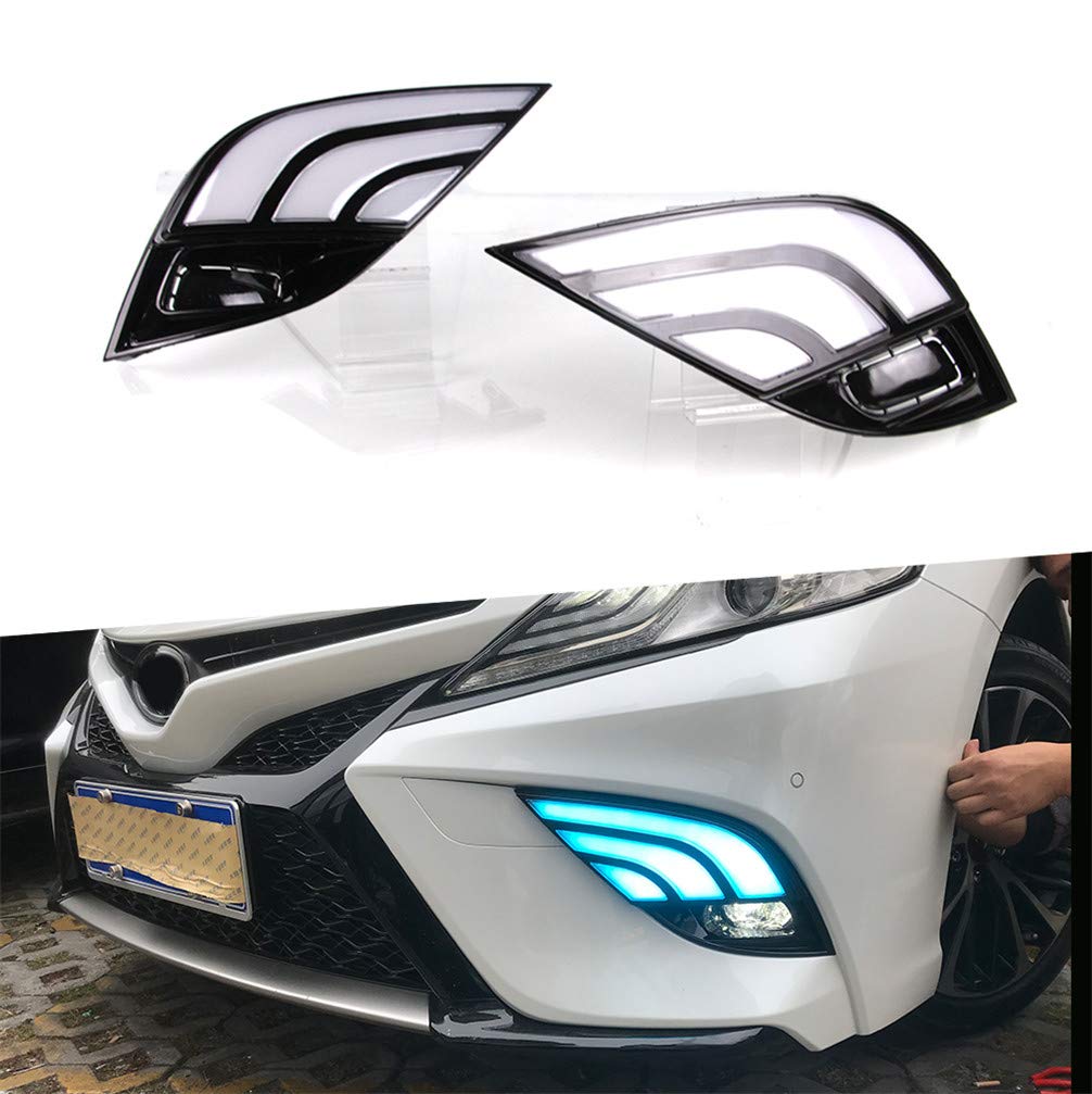 2018-2020 Toyota Camry Super Bright LED Daytime Running Lights - DRL Fog Lights with Clear Lens for Front Bumper & Side Marker - Perfect for Night Driving & Enhanced Visibility
