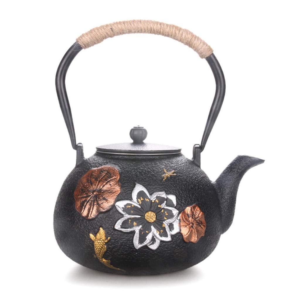 Cast Iron Kettle 1.3L - Handmade Traditional Dragonfly Design with Water Filter for Kungfu Tea, Boiling Water & Herbal Brewing - Perfect for Tea Ceremonies, Home Decor & Gift Giving