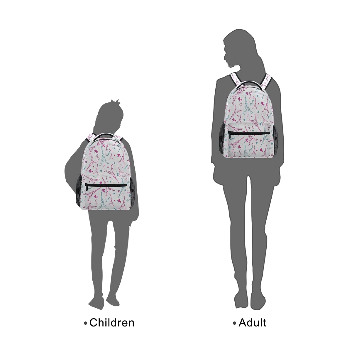 ALAZA Pink Eiffel Tower Backpack for Girls & Boys - School Book Bag, Laptop Daypack for Elementary & Teens - Lightweight Travel Backpack for Kids, Perfect for School, Travel & Daily Use