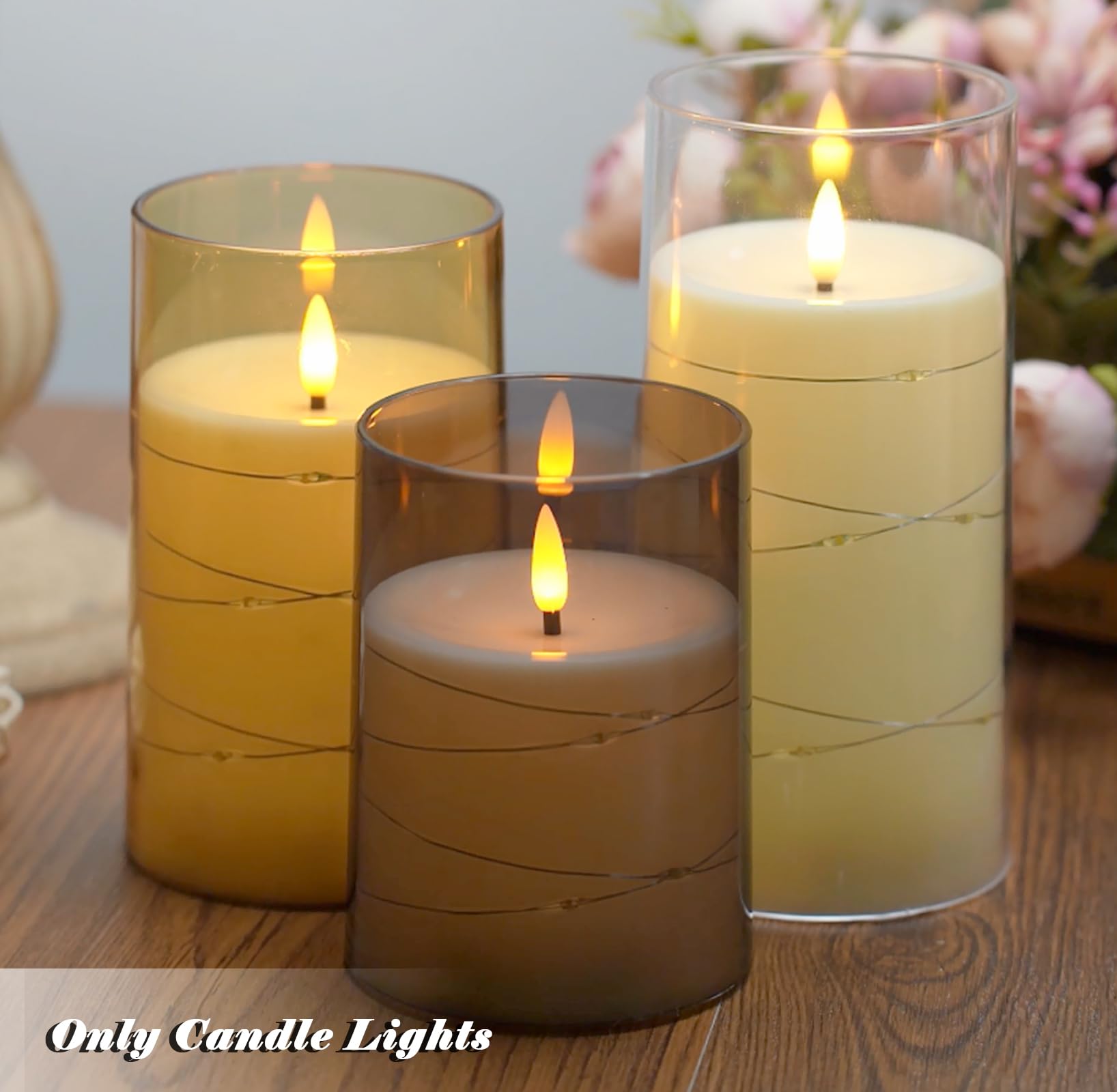 Lezonic 6-Pack Flameless LED Candles with Remote & Fairy Lights - for Home Decor & Weddings