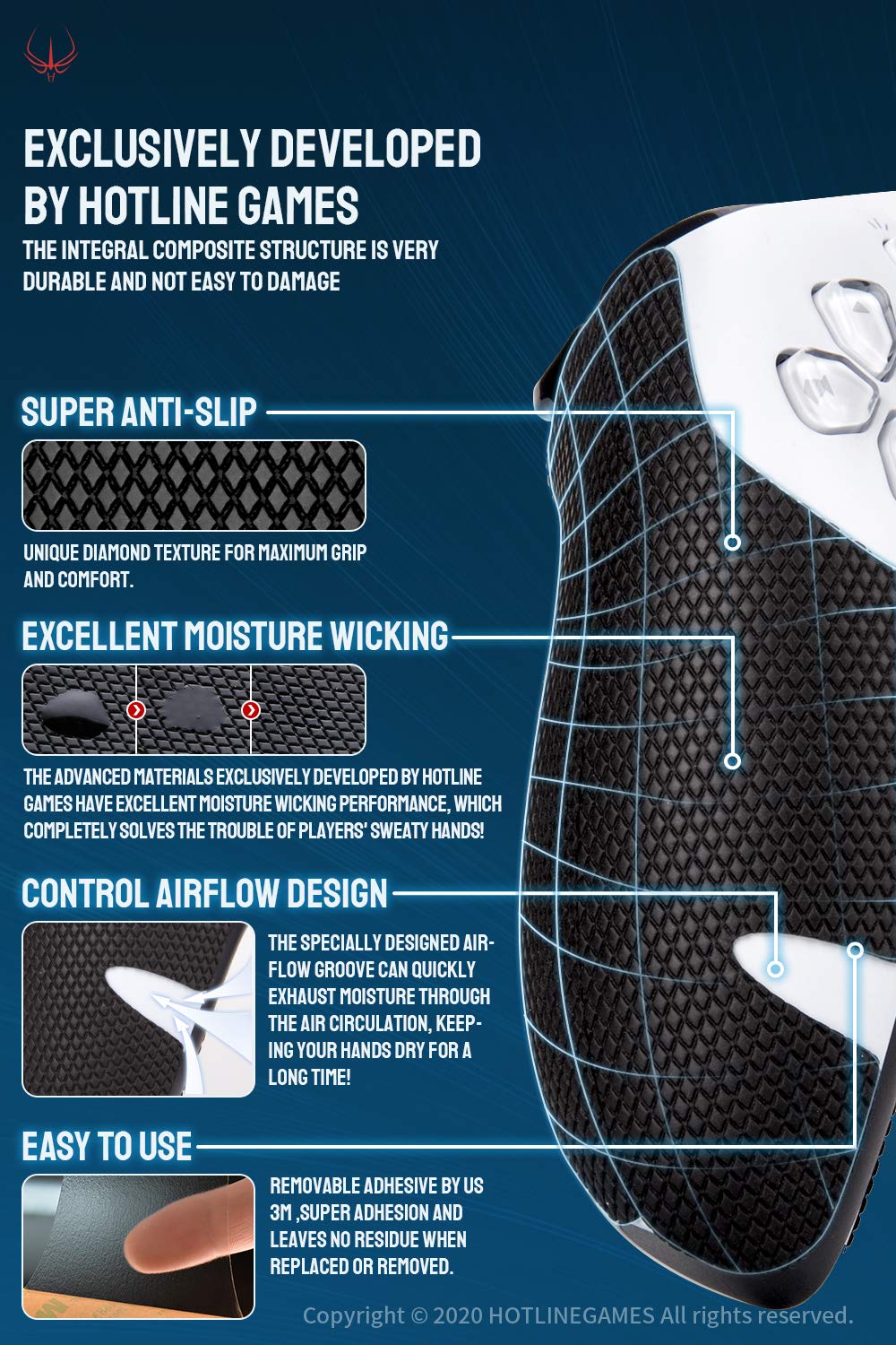 Premium PS5 Controller Grips - Anti-Slip & Sweat-Absorbent Handle Grips (4PCS) for Playstation 5 | Easy to Install | Enhanced Gaming Comfort for Long Sessions | UK Version