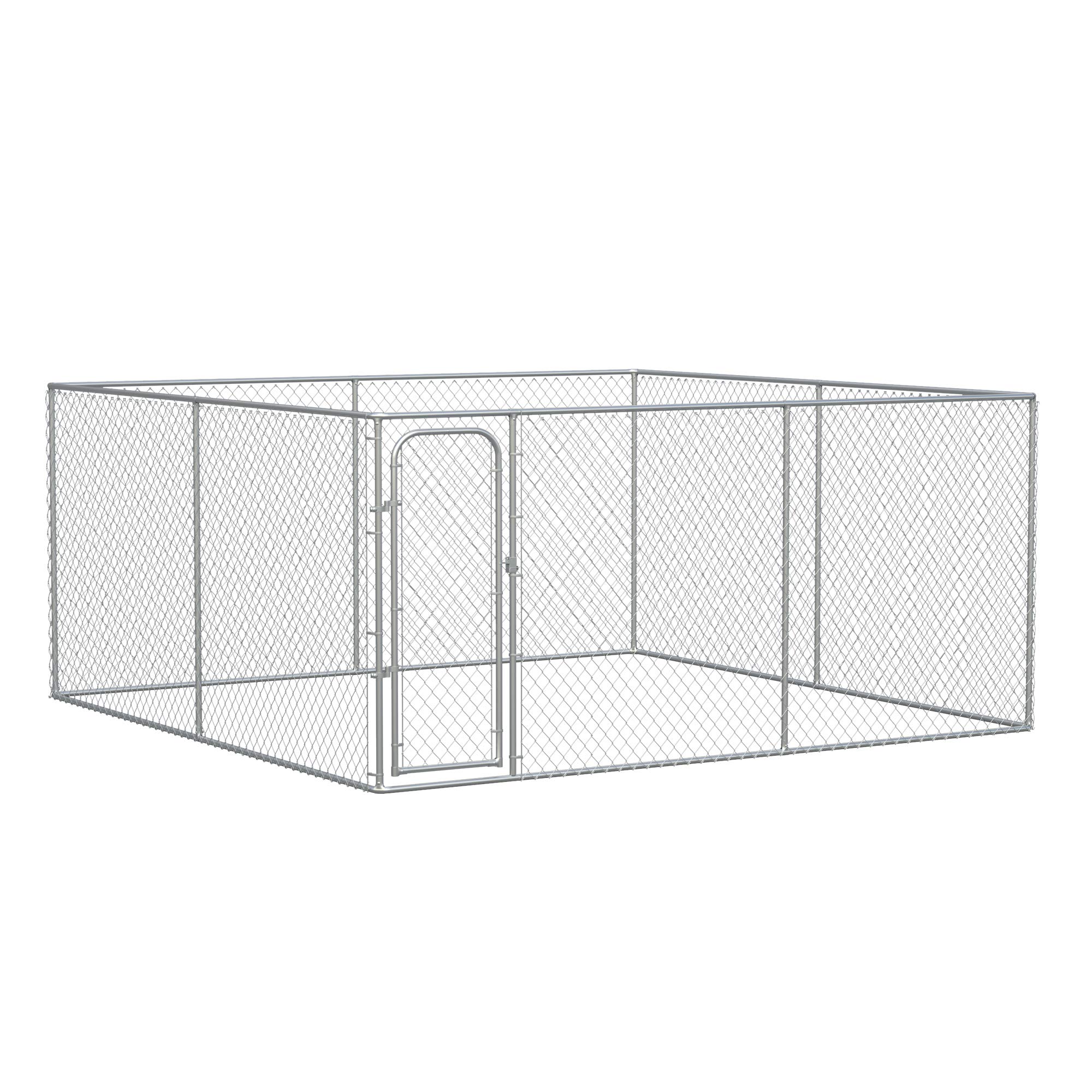 **Heavy Duty Outdoor Dog Kennel - PawHut 13.1' x 13.1' x 6' Galvanized Steel Dog Cage with Secure Lock - Large Dog Run Fence for Backyard, Garden & Secure Pet Containment**