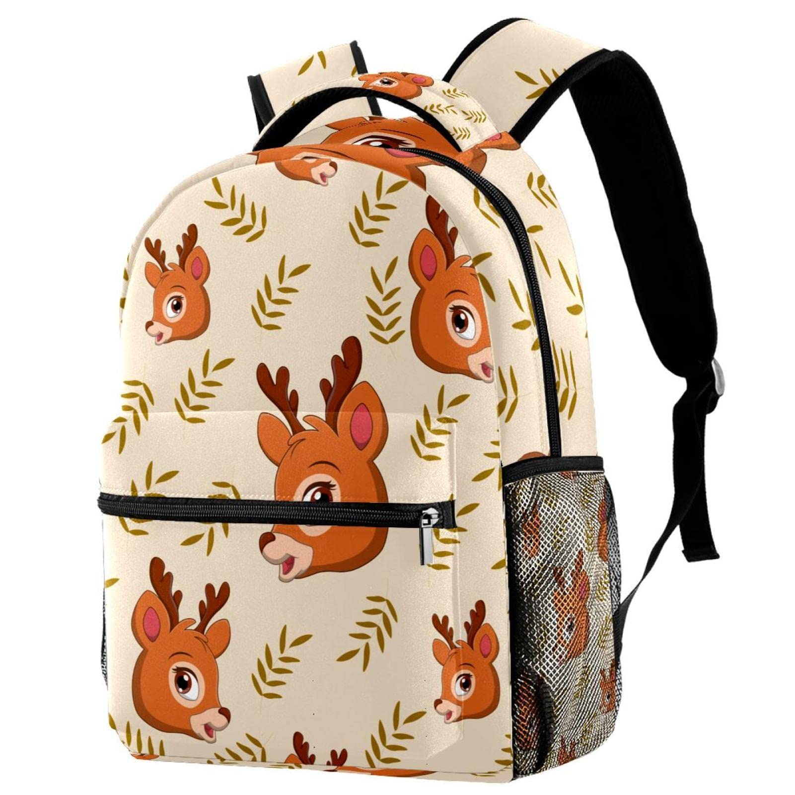 Deer Head with Leaves Print Laptop Backpack for Teens - Stylish School Bag for Boys & Girls, Durable Bookbag for College, Travel & Daily Use - Perfect for School, Work & Outdoor Adventures