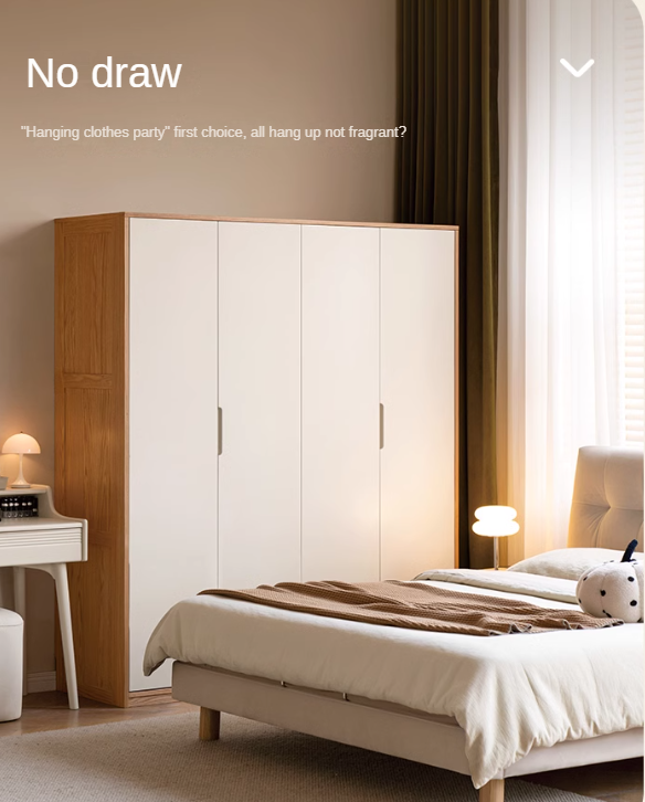 Solid Oak Wood Wardrobe & Floor Cabinet Set - Durable Storage for Bedroom, Closet, and Living Room Organization