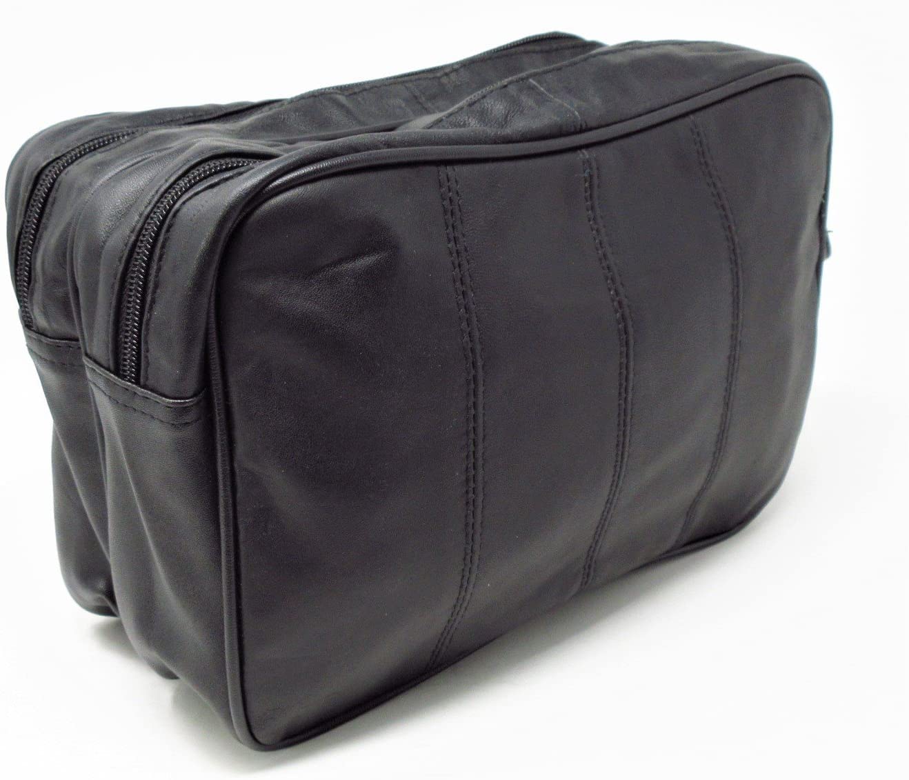 Jumbo Extra Large Genuine Leather Toiletry Bag for Men - Premium Travel Wash Bag & Overnight Organizer (Black) - Perfect for Business Trips, Gym, Camping & Weekend Getaways