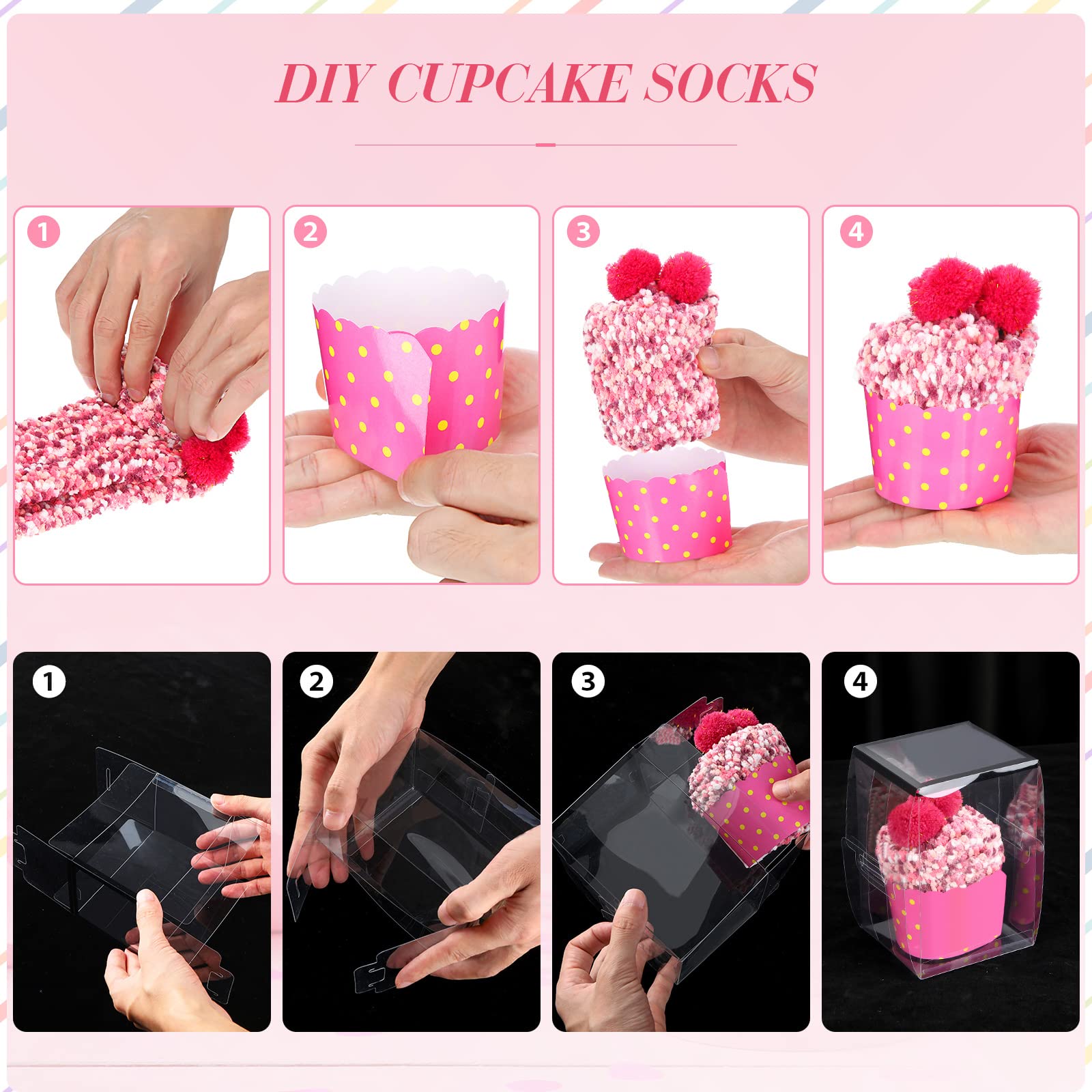 SATINIOR 4 Pairs Valentine's Day Cupcake Socks for Women - Soft Fuzzy Fluffy Socks Set, DIY Birthday Gift for Her, Girlfriend, Daughter | Perfect for Christmas, Anniversary & Cozy Home Wear