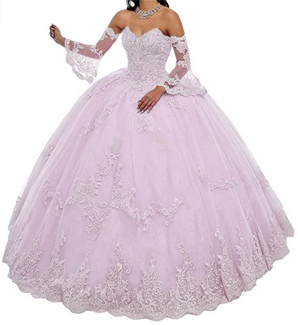 Elegant Women's Lace Applique Quinceañera Dress - Sweetheart Neckline Prom Ball Gown for Formal Dances, Weddings & Special Occasions