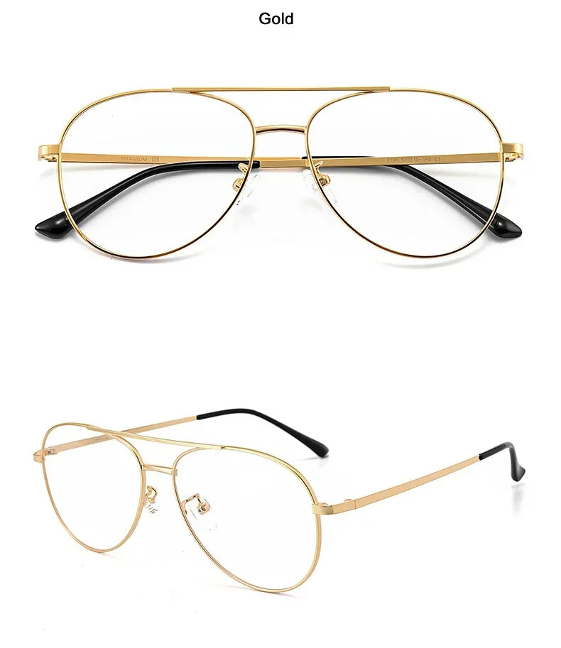 Aror Men's Full Rim Oval Double Bridge Titanium Eyeglasses 42194 - Lightweight & Durable Titanium Frame for Reading, Work, and Everyday Use