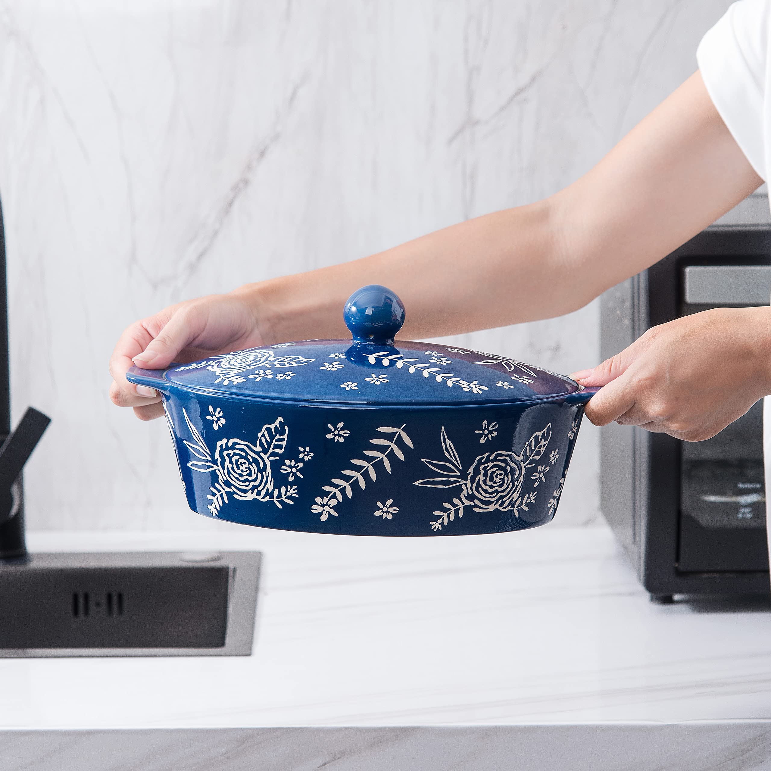 Wisenvoy Ceramic Casserole Dish with Lid - Oven Safe Baking Dish for Casseroles, Lasagna & More | Perfect for Family Dinners & Holiday Meals