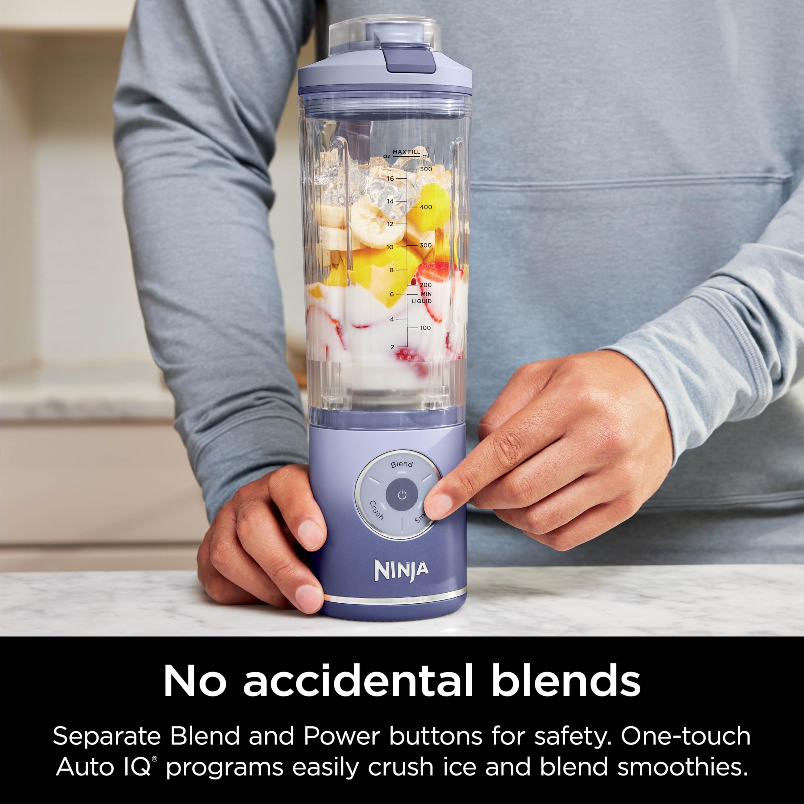 Ninja Blast Max Portable Blender - 22oz Cordless Personal Blender with Twist & Go Technology, 3 Blending Programs, Ice Crush & Smoothie Maker, Leakproof & Dishwasher Safe (Lavender) - Perfect for Smoothies, Protein Shakes & On-the-Go Blending at Home, Gym or Office