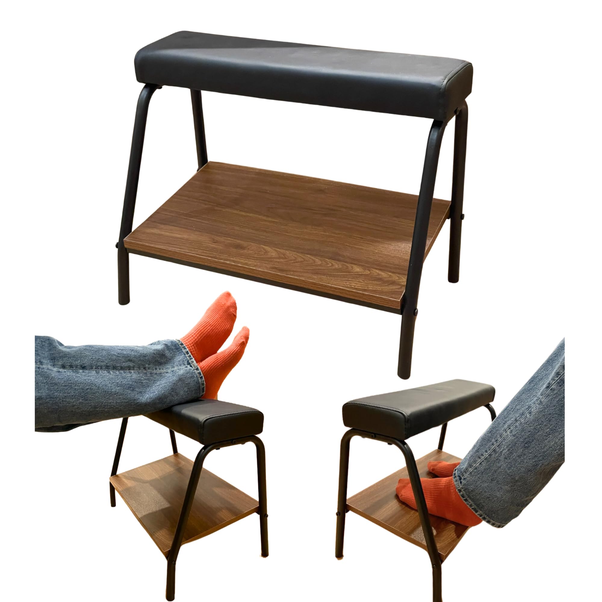 Ergonomic Double Step Footrest Under Desk - Adjustable Height Foot Stool Ottoman for Office & Home, Improves Posture & Circulation - Perfect for Workstations, Gaming Setups & Home Offices