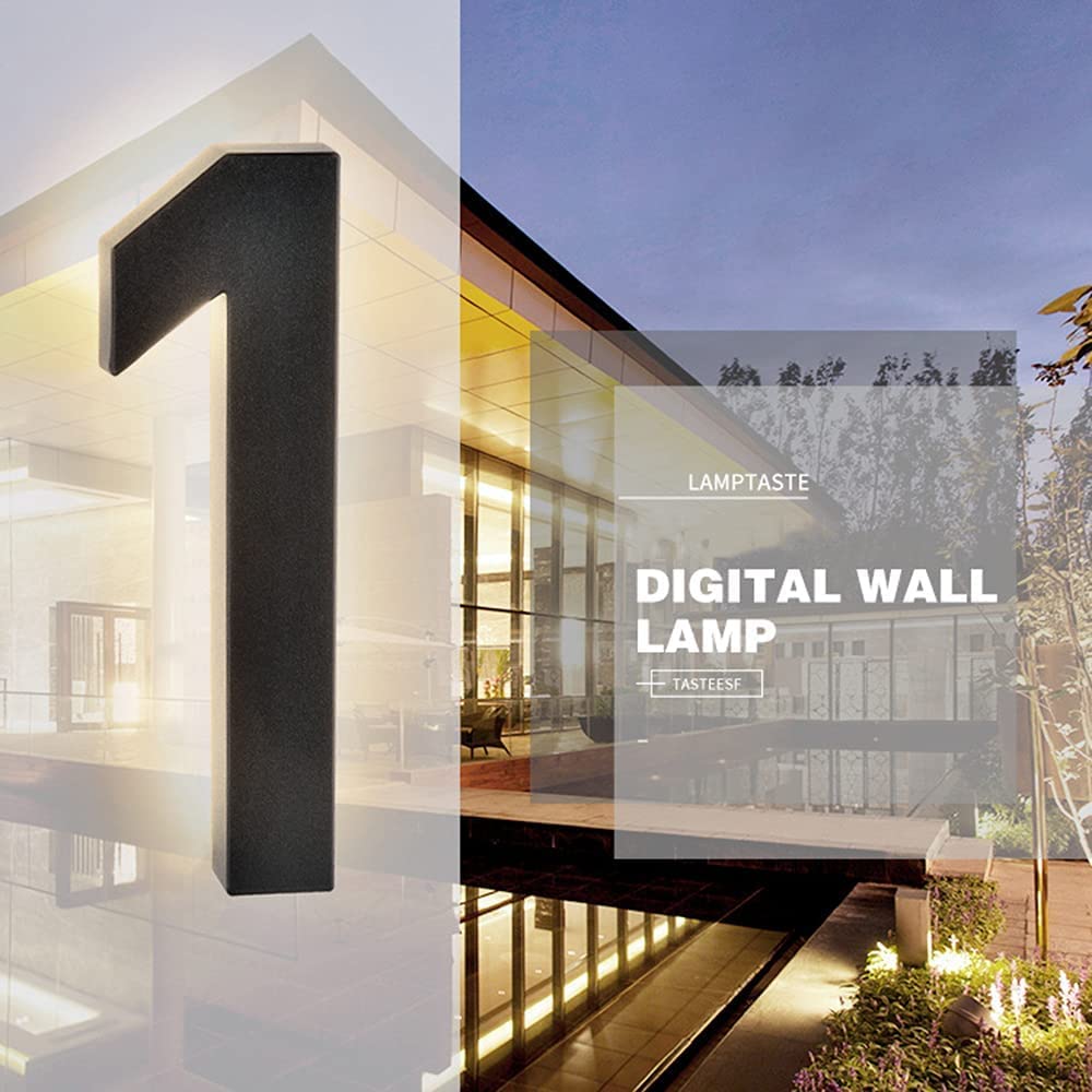 8 Inch Stainless Steel LED Backlit Floating House Numbers - Modern Illuminated Address Plaque with Warm White Light (20cm, Black) - Perfect for Home Entrance, Driveway & Nighttime Visibility