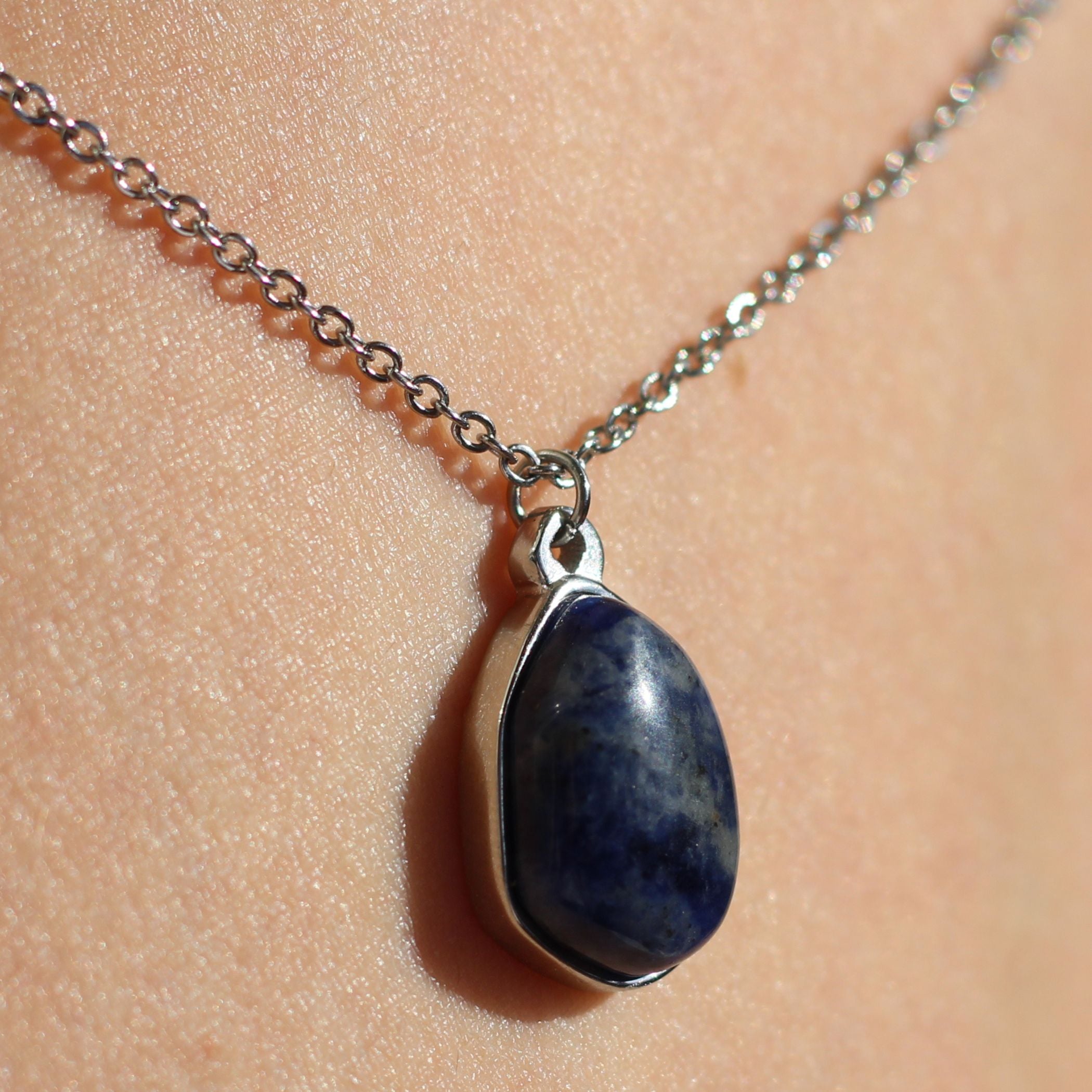 Blue Aventurine Drop Necklace - Healing Crystal Jewelry for Women | Elegant Dangle Pendant for Meditation, Energy Balancing & Everyday Wear
