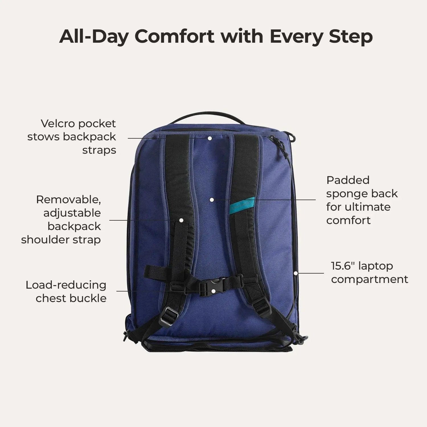 Paz 43L Duffle Backpack - Waterproof Travel Duffel Bag with Shoulder Strap for Gym, Camping & Weekend Getaways