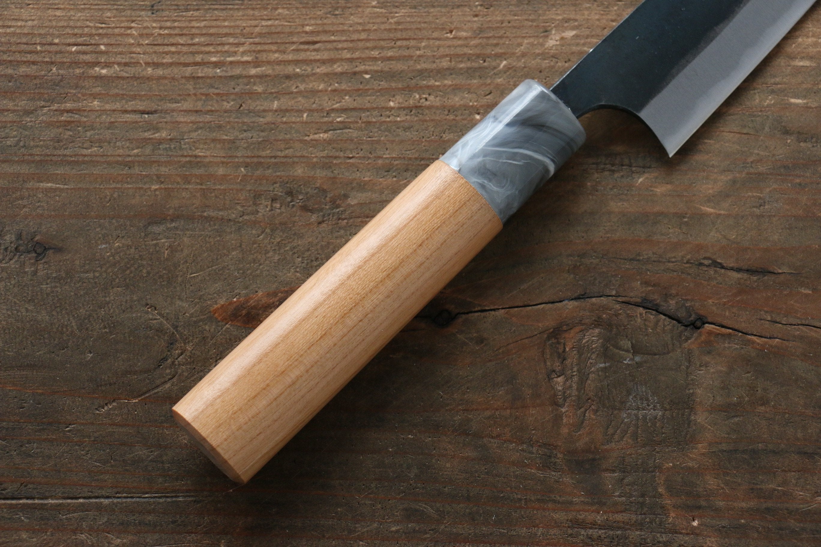 Masakage Mizu Blue Steel No.2 Petty Knife 150mm - Japanese Chef's Utility Knife with Black Finish & American Cherry Wood Handle - Perfect for Slicing, Peeling and Precision Kitchen Tasks