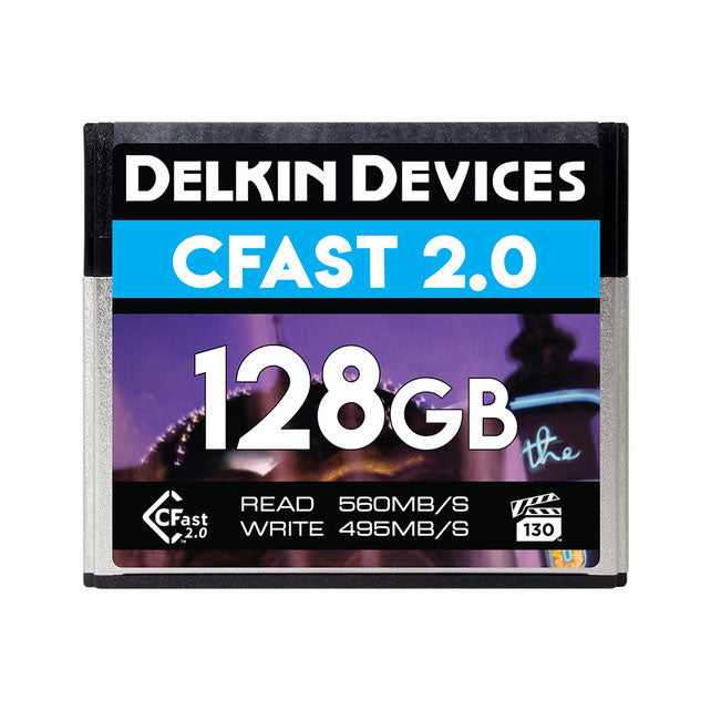 Delkin 128GB CFast 2.0 Memory Card - High-Speed Professional Photography & 4K Video Storage for DSLR Cameras and Cinema Cameras