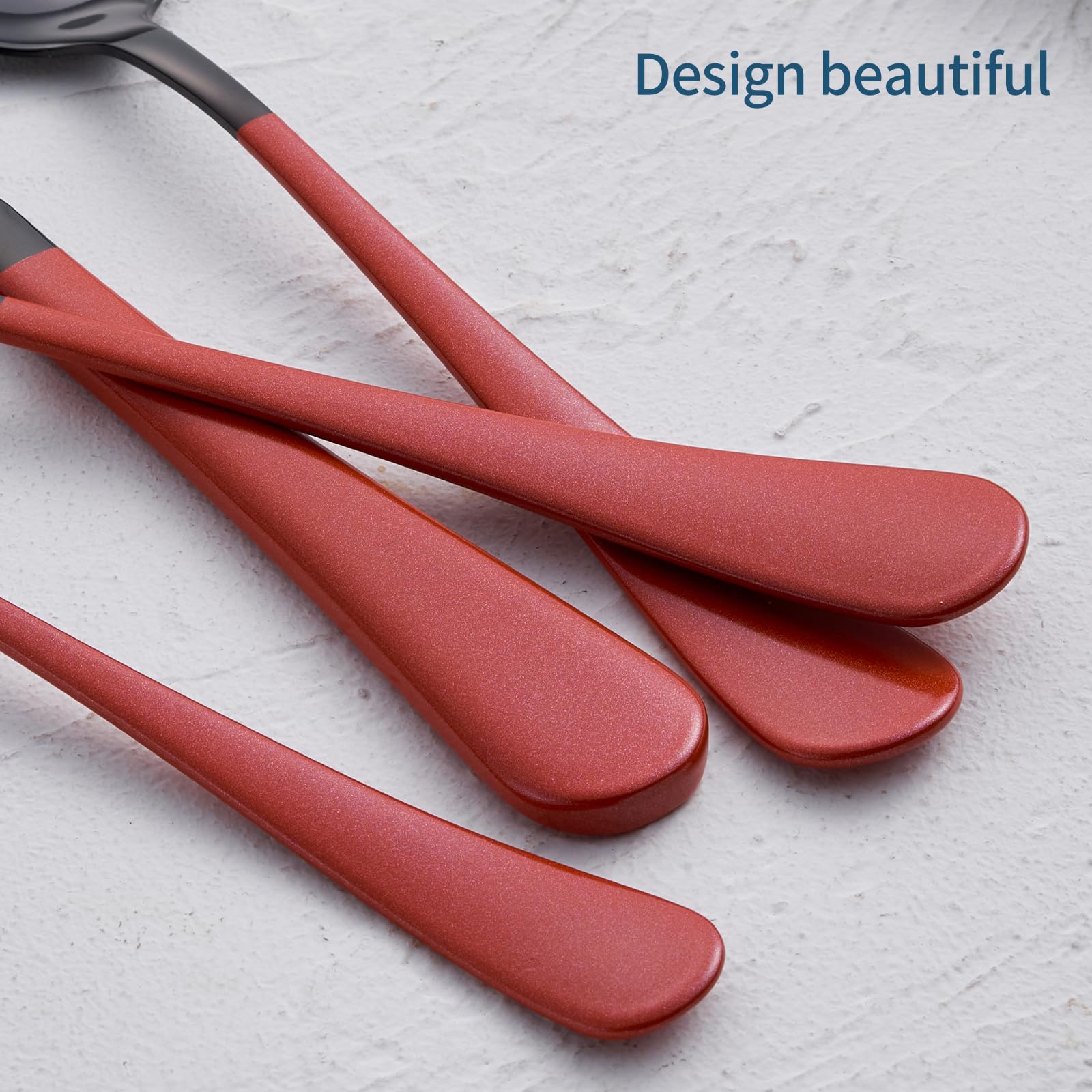 20-Piece Stainless Steel Flatware Set - 18/0 Grade, Red Handle Cutlery with Black Finish, Service for 4 (Knives, Forks, Spoons) - Dishwasher Safe - Perfect for Dinner Parties, Weddings, and Everyday Dining