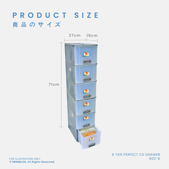 6-Tier Perfect CD Drawer Organizer - Holds 602 CDs - Ideal for Home, Office & Music Studio Storage