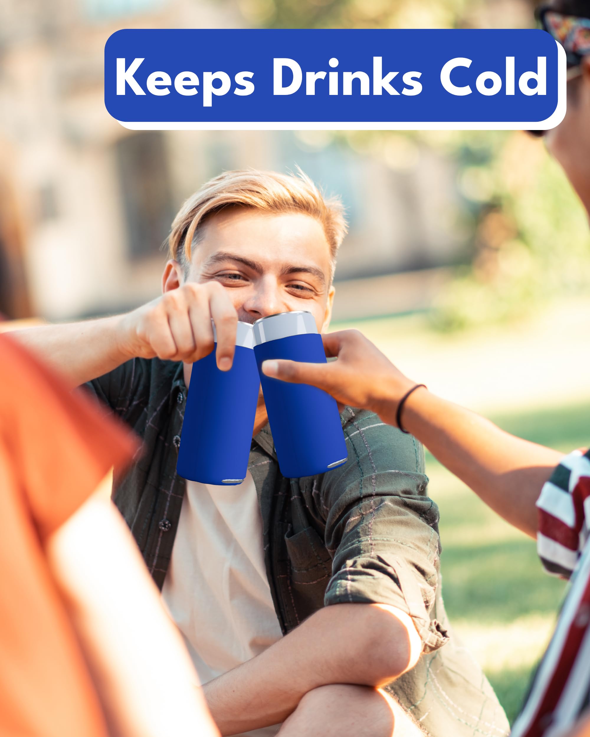 200 Pack Royal Blue Blank Slim Can Cooler Sleeves - Customizable Sublimation Coolers for Beer Bottles & 12oz Tall Cans | Skinny Collapsible Insulated Drink Sleeves | Perfect for Parties, BBQs, and Outdoor Events
