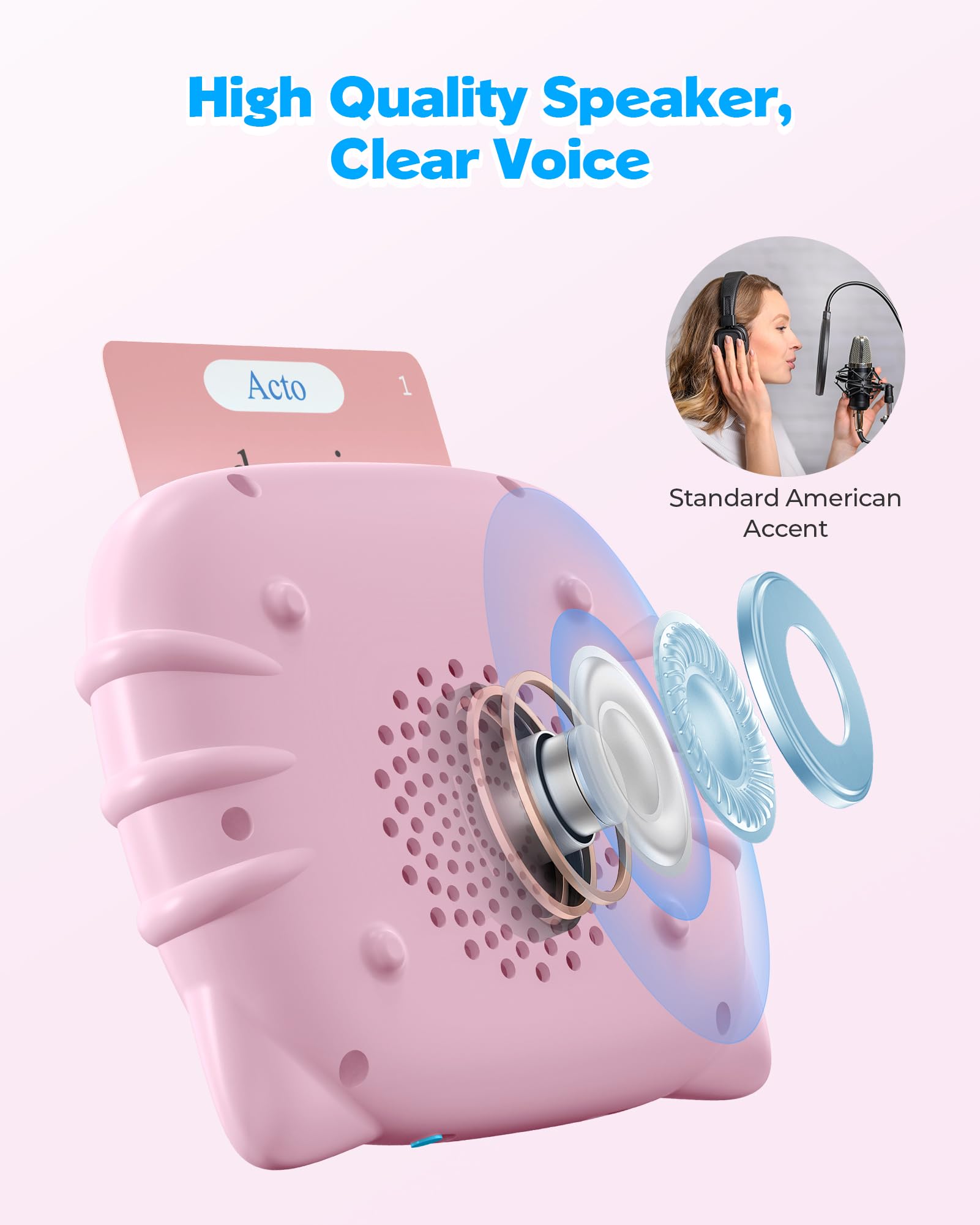 Spanish & English Bilingual Talking Flash Cards - 512 Words Pocket Speech Therapy Toys for Kids, Montessori Language Learning & Autism Sensory Toys, Perfect for Speech Development & Birthday Gifts (Pink) - Ideal for Home Learning, Classroom Activities & Travel Entertainment