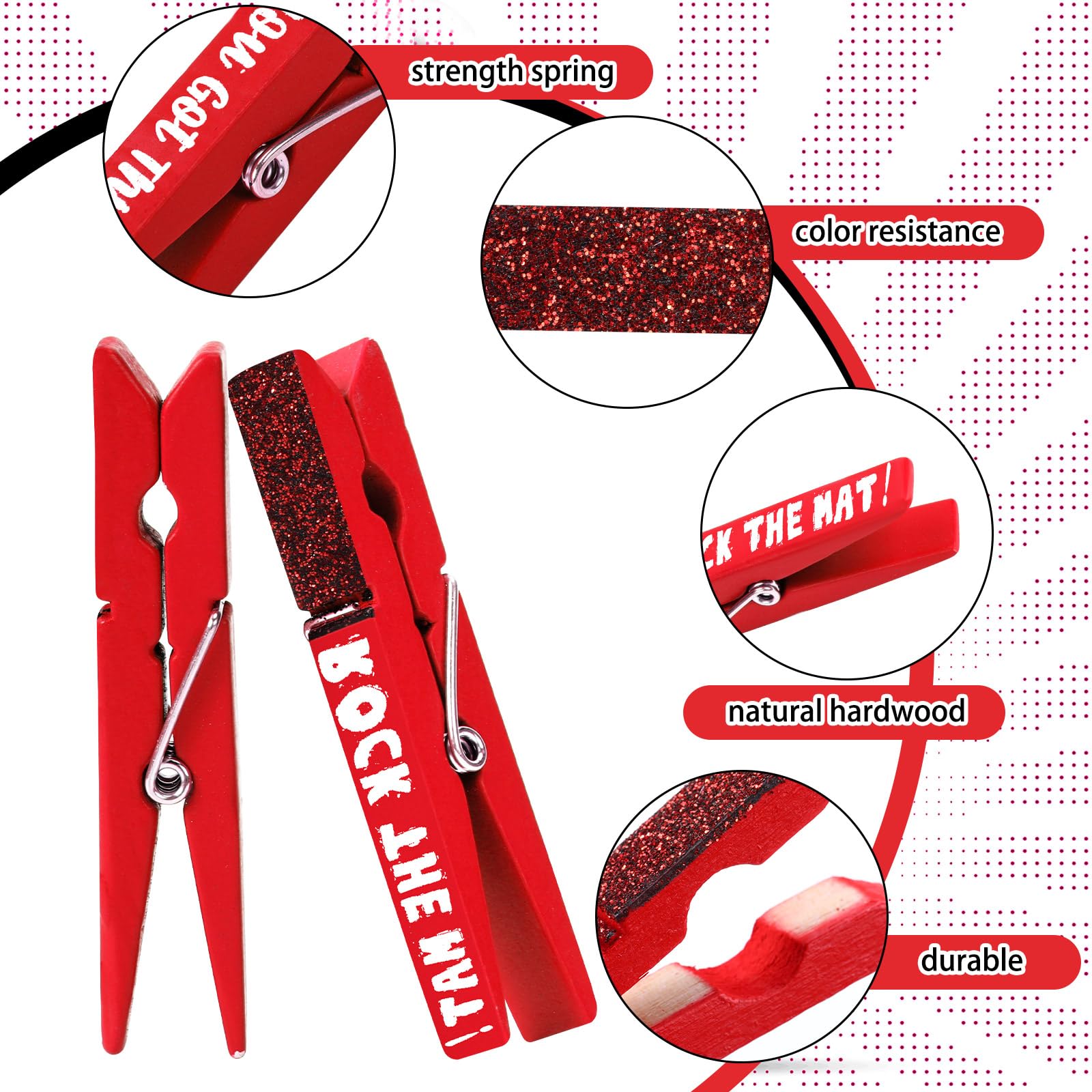 30 Pcs Cheerleader Spirit Clips - Glittered Cheer Pins for Backpacks, Clothes & Team Gifts - Bulk Cheerleading Accessories for Competitions, Parties & School Events (Red, Shiny)