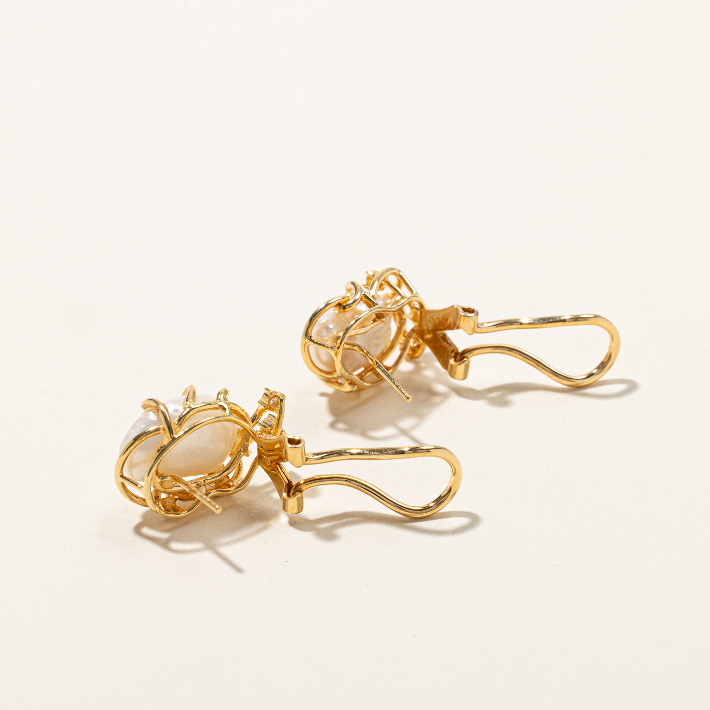 0.14ctw Pearl & Diamond Stud Earrings for Women - Elegant 14K Gold Jewelry Gift for Wedding, Anniversary & Special Occasions