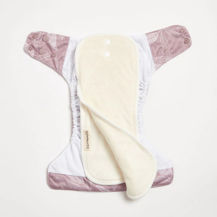 EcoNaps Modern Cloth Diaper | Reusable Washable Baby Nappy | Soft Breathable Organic Cotton | Mauve Native Print | Perfect for Daycare, Travel & Eco-Friendly Parenting
