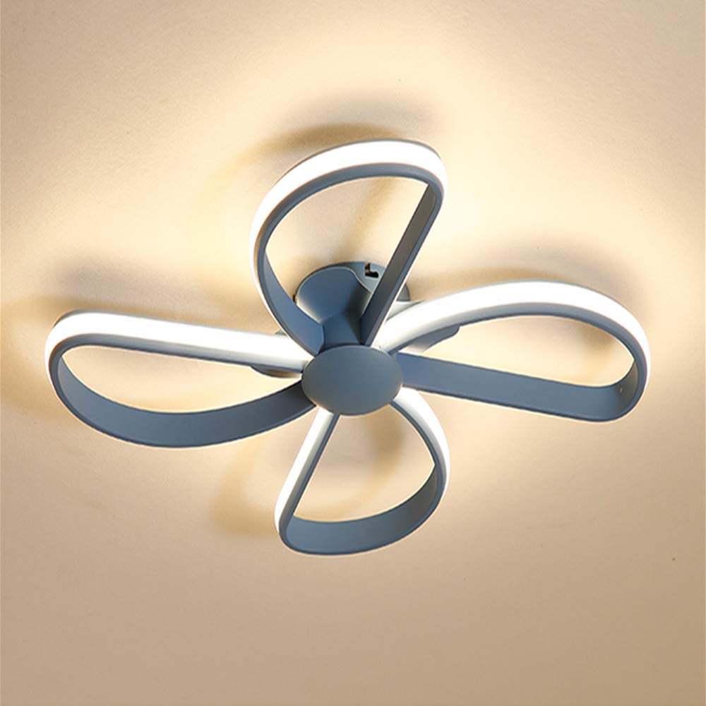 RUNNUP Modern Windmill Style LED Flushmount Ceiling Light - Chic Metallic Nursery & Kids Room Lighting Fixture with Warm Blue Glow - Perfect for Children's Bedrooms, Playrooms & Kindergarten Decor