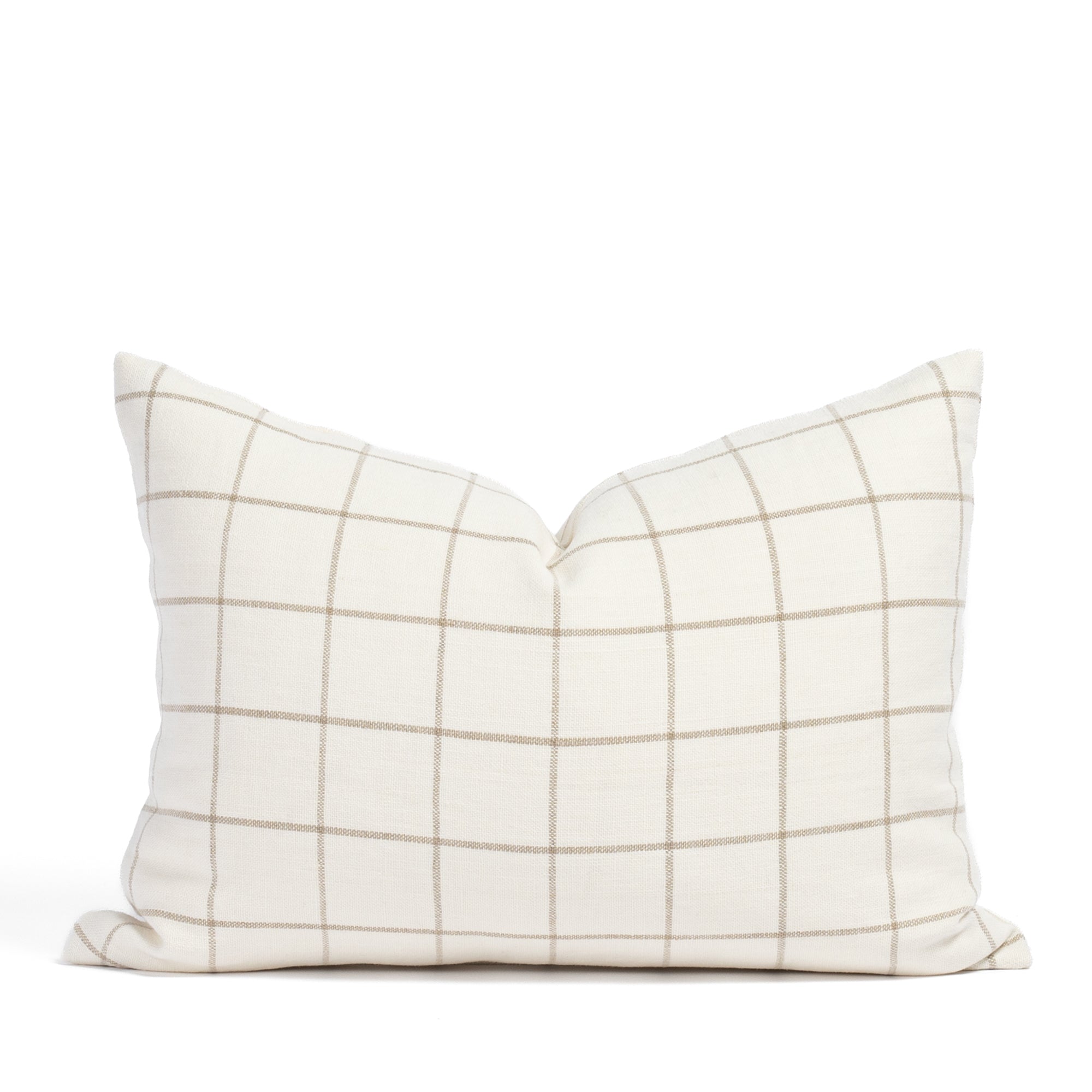 Butler Check 14x20 Lumbar Pillow in Natural Cream - Supportive Sofa Cushion for Living Room, Office Chair & Bed - Comfortable Backrest for Home Decor and Relaxation