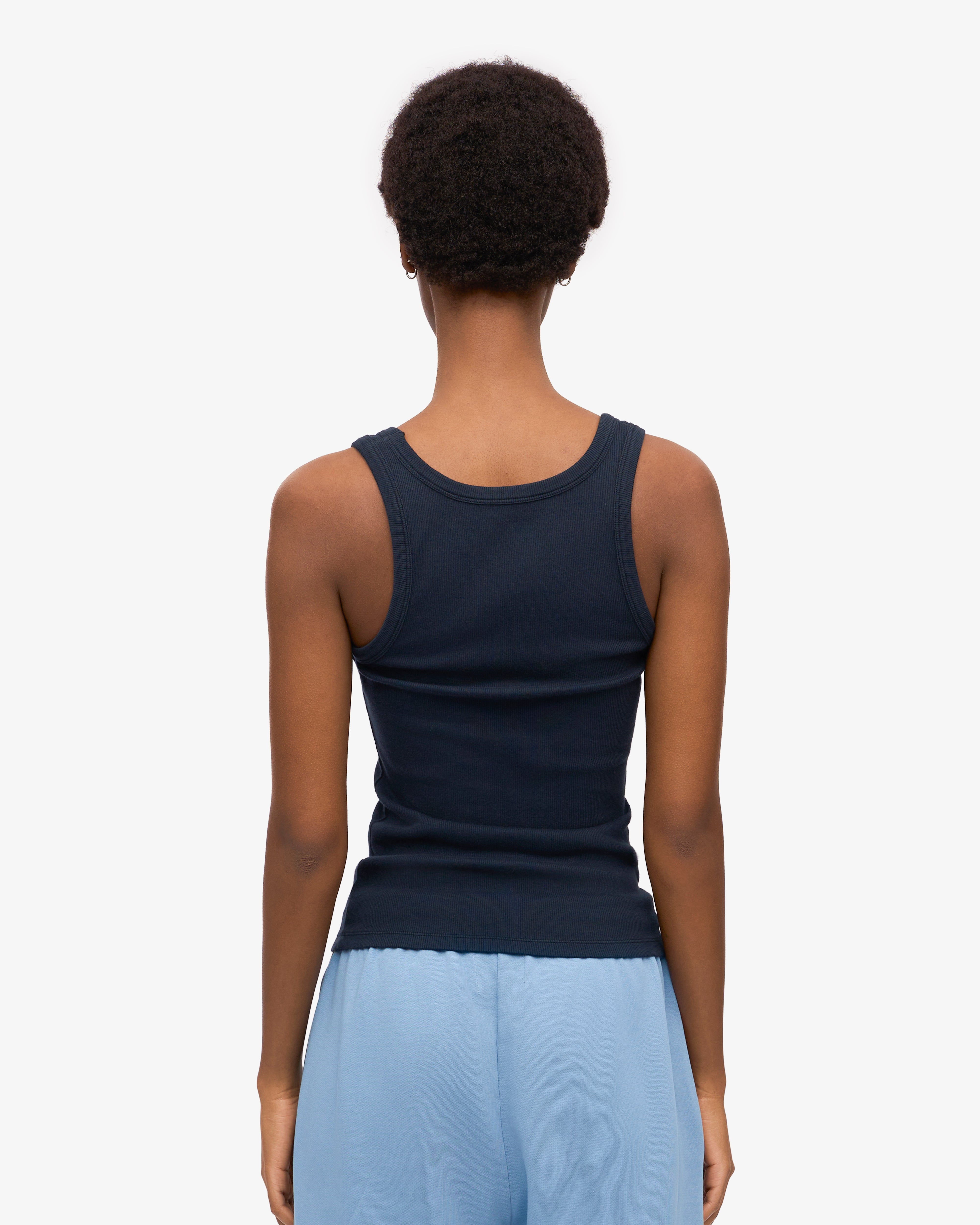 Organic Cotton Ribbed Tank Top for Women - Navy Blue | Soft & Breathable Summer Casual Wear