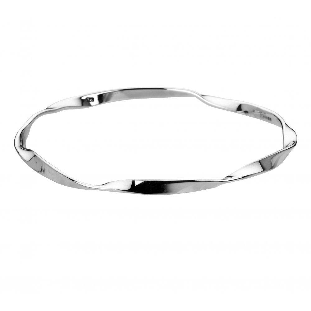 Elegant Silver Slightly Twisted Wrap Bangle Bracelet for Women - Perfect for Casual, Office & Evening Wear