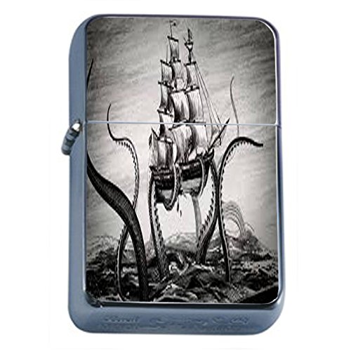 Giant Octopus Kraken Flip Top Oil Lighter - Scary Sea Monster Design - Perfect for Horror Fans, Halloween Decor & Pirate Themed Parties