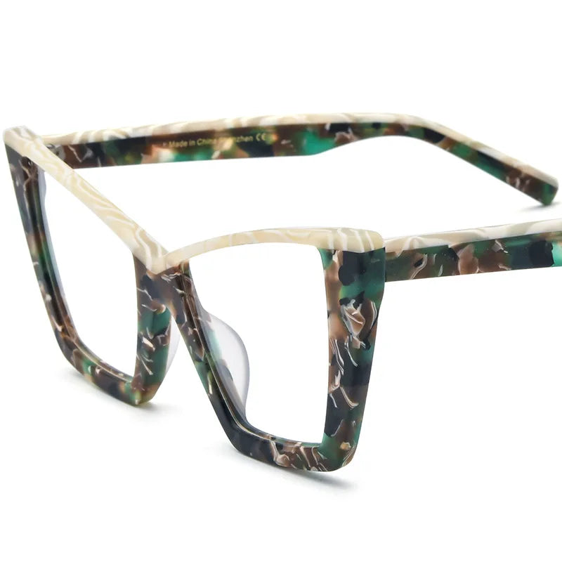 CCspace Unisex Full Rim Big Square Acetate Eyeglasses 57161 - Stylish & Durable Eyewear for Men & Women - Perfect for Work, Reading & Fashion Accessories