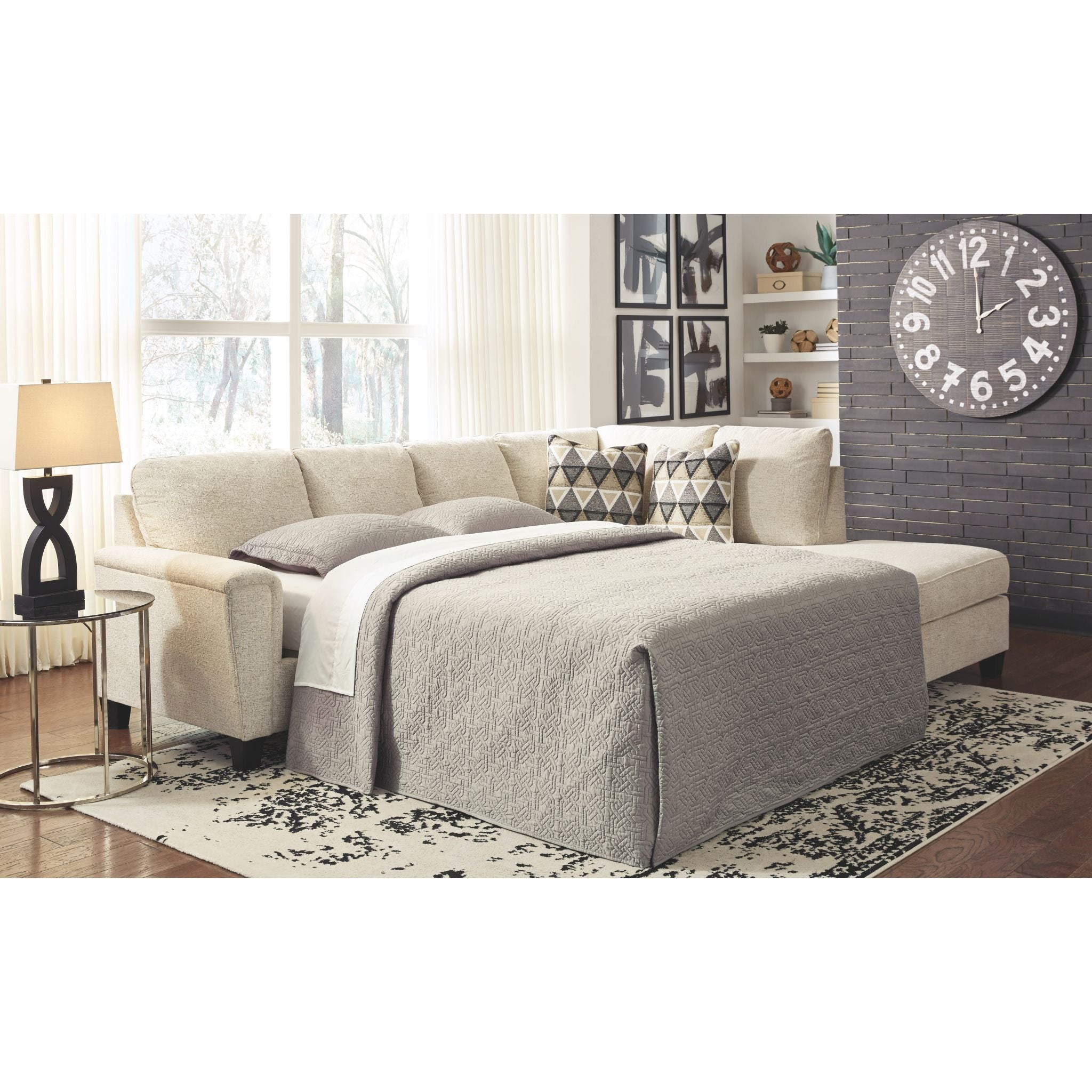 Abinger 2-Piece Sleeper Sectional Sofa with Chaise Lounge - Convertible L-Shaped Couch Bed for Small Spaces, Living Room & Guest Room Comfort
