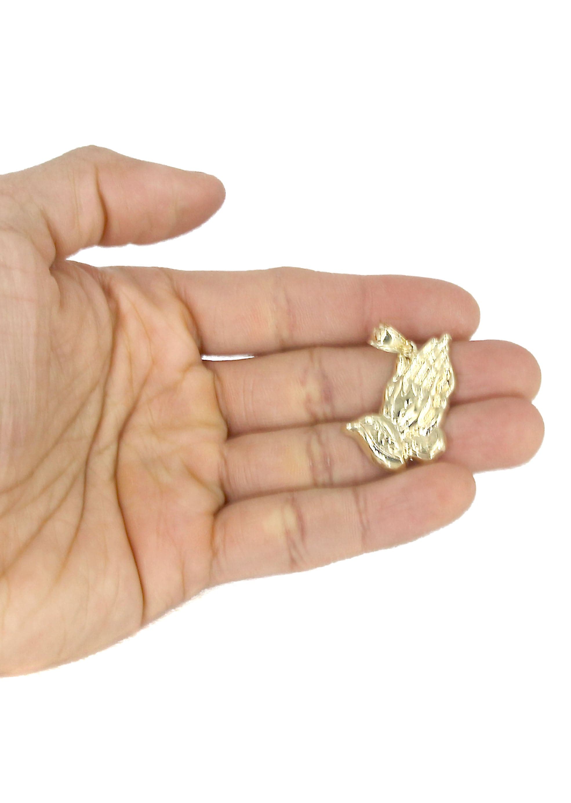 10K Yellow Gold Praying Hands Pendant Necklace for Women - 12.6 Grams Religious Jewelry Gift for Baptism, First Communion & Spiritual Occasions