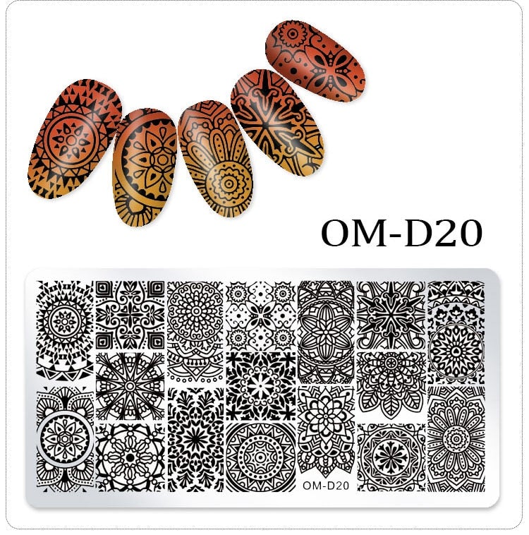 OM D Series Stamping Plates for Nail Art - Floral & Geometric Nail Design Templates - Perfect for DIY Manicures, Salon Use & Gift Giving