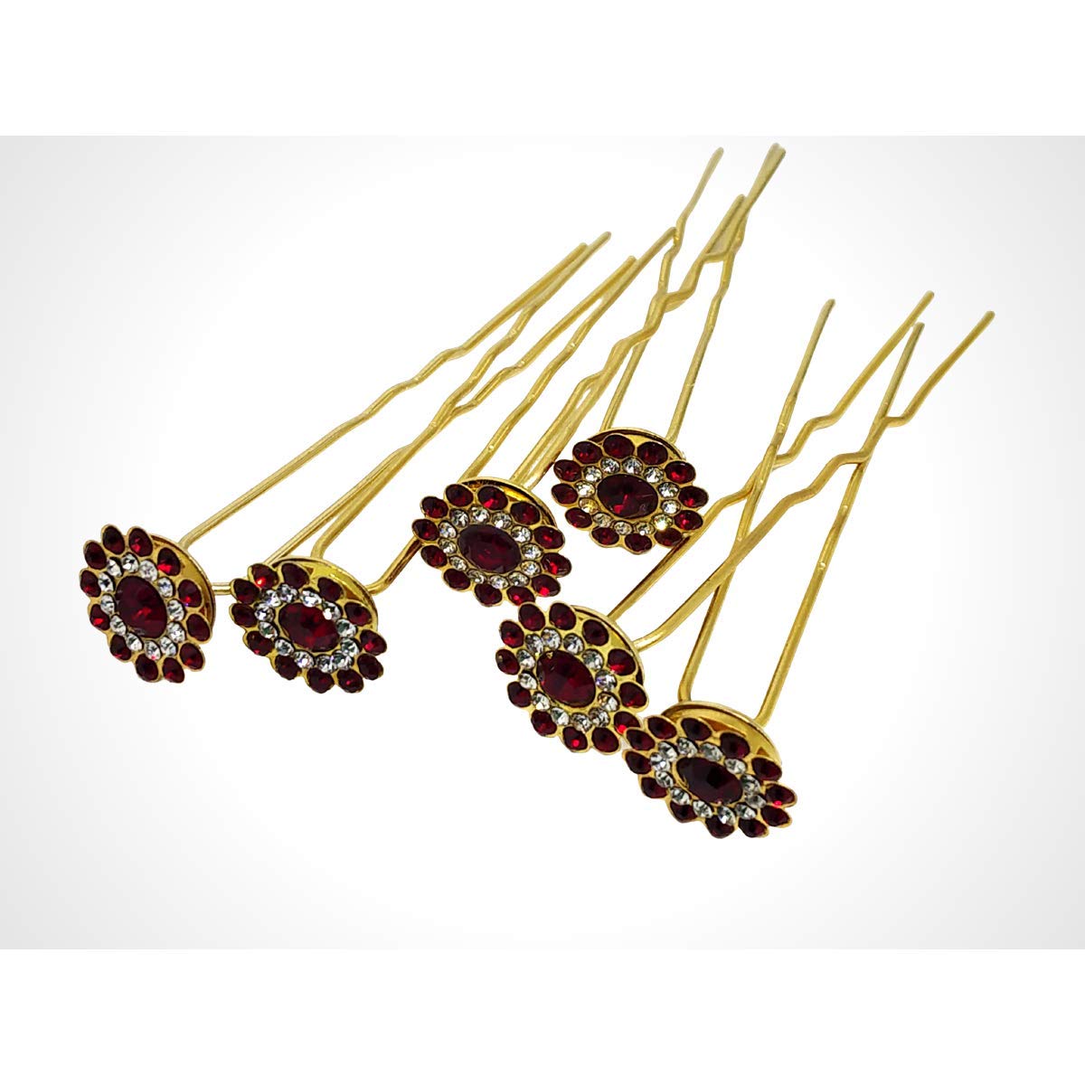 Sparkling Sunflower Rhinestone Crystal Hair Pins - 6 Pack Bridal Hair Accessories for Weddings, Parties & Special Occasions